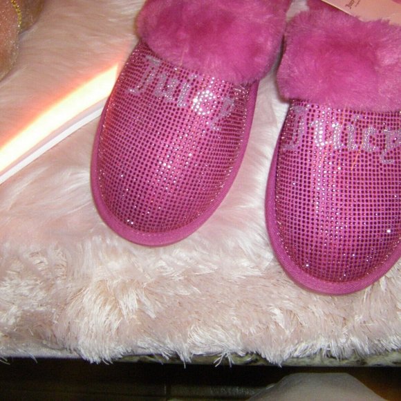 Juicy Couture 6 Kisses Magenta Slide Slipper Sandals Faux Fur Women's Sizes New - Picture 7 of 13